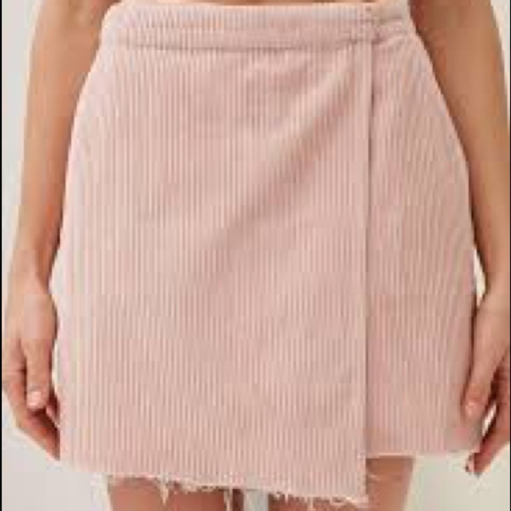 BDG Pink Wrap Corduroy Mini Skirt